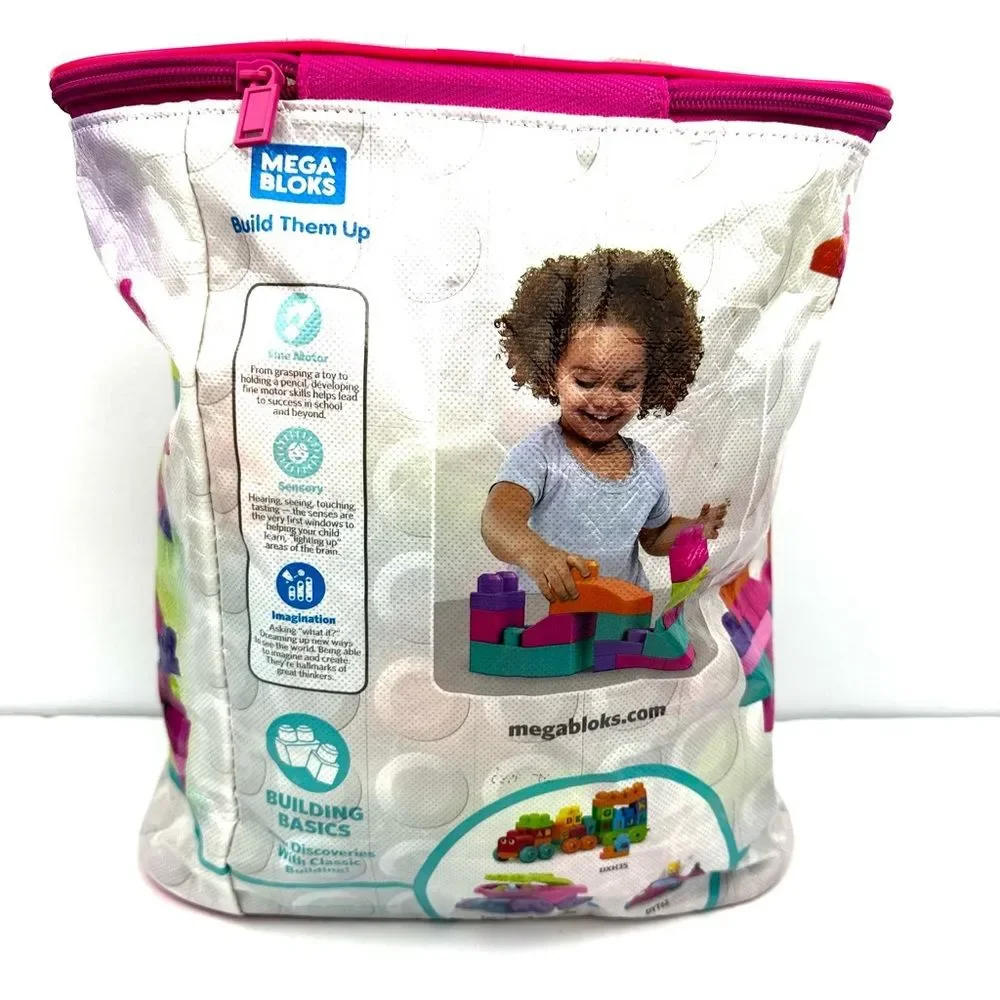 Fisher-Price Mega Bloks 1-5yrs 80 PCS Big Building Bag Multicolor Pink White